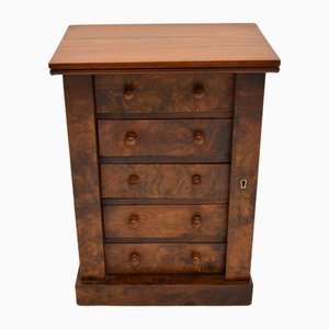 Small Victorian Burr Walnut Wellington Chest, 1860s