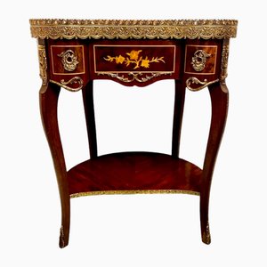 Kidney Table with Marble Top, Marquetry and Bronze Edges in the style of Louis XV