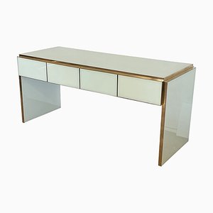 Table Console en Verre avec Quatre Tiroirs, 1980s