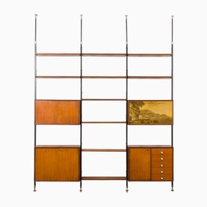 Mid-Century Italian Floor to Celling Wall Unit, 1960s