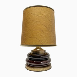 Mid-Century Modern Double Bubble Brown Glass Table Lamp, Italy, 1970s