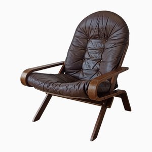 Fauteuil Hunter Vintage en Cuir, Norvège, 1970s