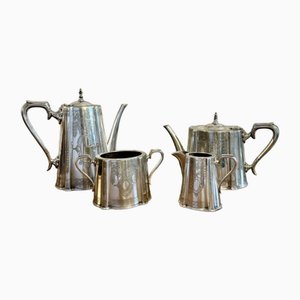 Antique Edwardian Four Piece Tea Set by Walker and Hall, 1900, Set of 3