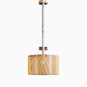 Dédale Pendant Lamp in Bruhed Brass with Gold Shade by Marine Breynaert