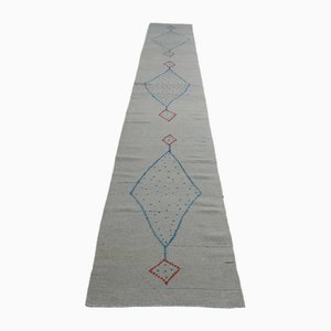 Vintage Turkish Beige Kilim Wool Runner Rug, 1960s