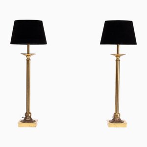 High Classic Brass Table Lamps, Germany, 1978, Set of 2