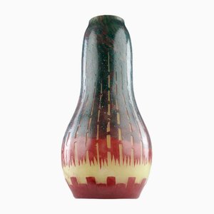 French Glass Oblong Chicory Vase, 1920s