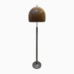 Lámpara de pie en forma de hongo Mid-Century de cromo, años 70