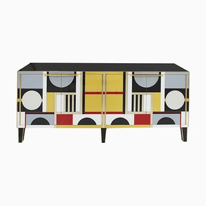 Italian Sideboard in Colored Glass, 1950s