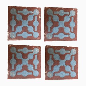 19th Century Spanish Tiles with Labyrinth, Set of 4