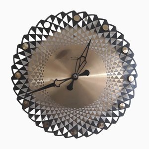 Vintage Round Wall Clock with Openwork Metal Dial from Weimar, 1970s