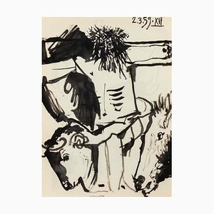 Pablo Picasso, Croquis de Jésus-Christ un cheval et un taureau, 1961, Lithographie originale