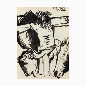Pablo Picasso, Sketch of Jesus Christ a Horse and a Bull, 1961, Original Lithographie
