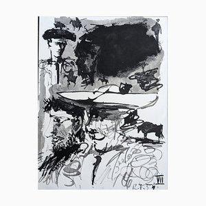 Pablo Picasso, Nella mente di un torero, Litografia originale fronte-retro, 1961