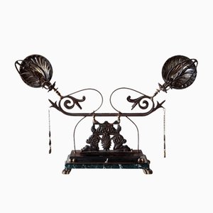 Art Deco Industrial Double Table Lamp