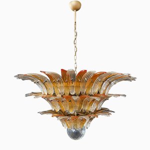 Palmette Ceiling Light with Clear and Amber Glasses, 1990