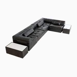 Black Leather Patchwork Modular Sofa from de Sede, 1970s, Set of 5