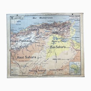 Algeria and Tunisia School Map Physical and Political Map N°11 and 11bis by Vidal Lablache