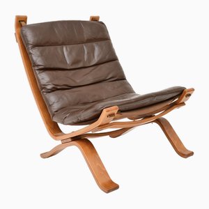 Vintage Danish Leather Lounge Chair attributed to Bramin, 1970s