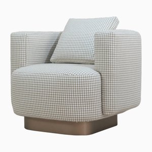Italian Lounge Chair in Gingham Pattern Fabric from Kabinet
