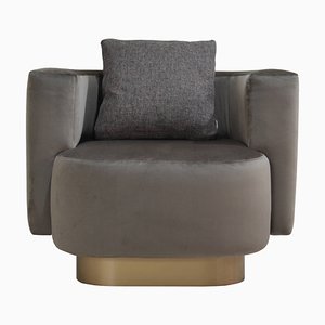 Italian Lounge Chair in Mocha Brown Velvet from Kabinet