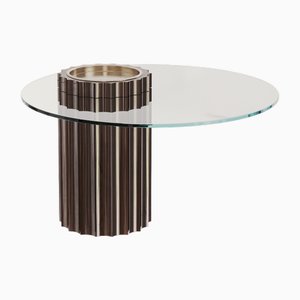 Modern Art Deco Side Table in Lacquered Dark Wood with Glass from Kabinet