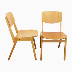 Mid-Century Industrial Casala Stacking Chairs in Beech, 1950s, Set of 6