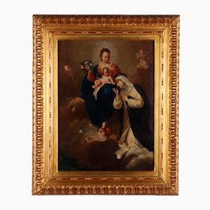 Madonna with Child and Saint Catherine of Siena, Oil on Canvas, Framed