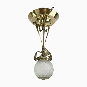 Jugendstil Deckenlampe aus Bronze, 1900er