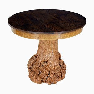 Scandinavian Circular Occasional Table with Burr Root Base, 1930s