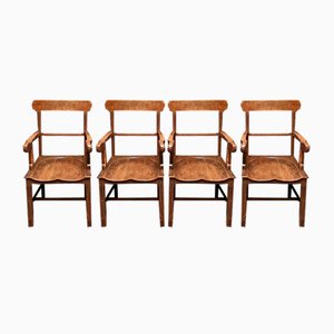 Fauteuils Vintage Art Déco en Chêne, Set de 4