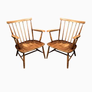 Vintage Low Bar Armchairs, 1950s, Set of 2