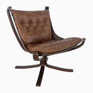 Chaise Falcon Mid-Century en Cuir Tanné par Sigurd Resell