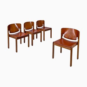 Mid-Century Modern Italian Chairs by Vico Magistretti for Cassina, 1960s, Set of 4