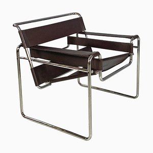 Italian Modern Brown Leather Wassily Armchair by Marcel Breuer for Gavina, 1970s
