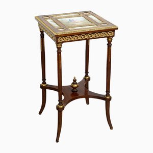 French Napoleon III Coffee Table in Mahogany with Sevres Porcelain Inserts, 19th Century