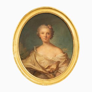 Artista francés, Retrato de una mujer noble, pintura al óleo sobre lienzo, siglo XIX, enmarcado