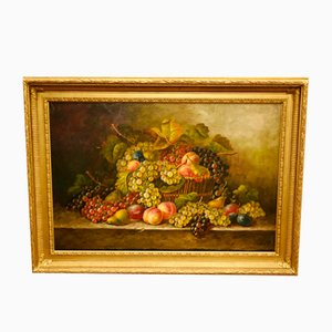 Artiste Italien, Nature Morte De Fruits, Peinture À L'huile, Encadré