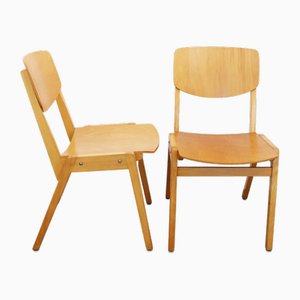 Mid-Century Industrial Stacking Chairs in Beech from Casala, 1950s, Set of 2