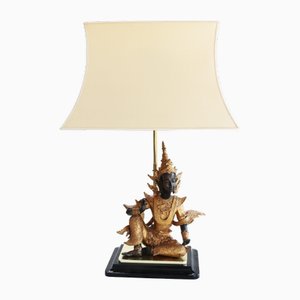 Lampe de Bureau Bouddha en Bronze Doré, Italie, 1970s