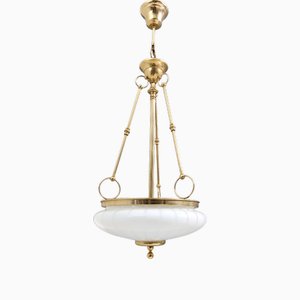 Vintage Murano Glass and Brass Ceiling Light, 1960s