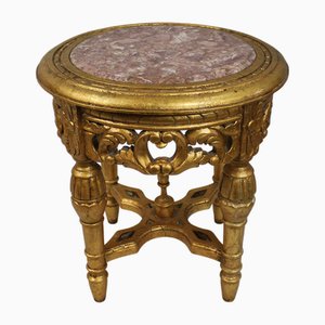 Lampada da tavolo in stile Luigi XV in legno dorato e marmo