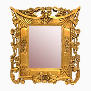 Carved Floral Giltwood Bevelled Glass Wall Mirror, 1970s