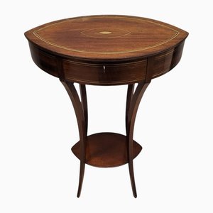 Antique French Side Table in Mahogany and Inlaid Brass, 1830