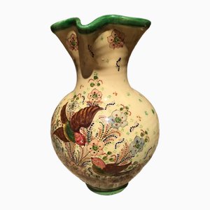 Spanish Jar with Hand Painting Decoration with Birds and Flowers by Puente Del Arzobispo