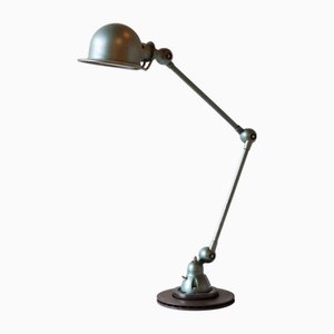 Vintage French Industrial Jielde Table Lamp in Green Patina from Jieldé, 1950s