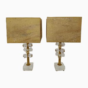 Murano Glass Ice Cube Table Lamps, Set of 2