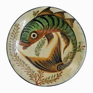 Mid-Century Fischplatte aus Keramik von Puigdemont