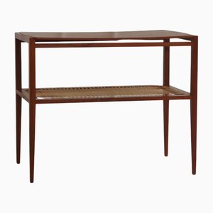 Tavolino Scandi vintage in teak con intreccio, anni '60