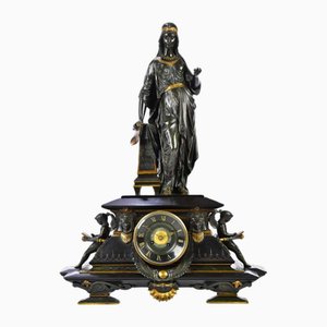 19th Century Egyptian Revival Clock with Bronze Sculpture of Isis